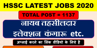 HSSC Recruitment : 1137 Posts