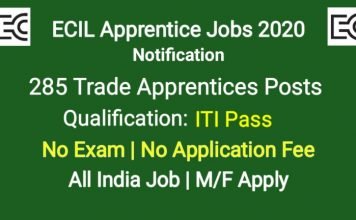 ECIL Trade Apprentice Jobs 2020 – Apply Online for 285 ITI Trade Apprentice Vacancies