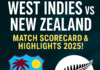 West Indies vs New Zealand match scorecard 2025