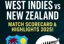 West Indies vs New Zealand match scorecard 2025