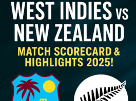 West Indies vs New Zealand match scorecard 2025