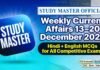 Weekly Current Affairs 13–20 December 2025 | Hindi + English MCQs for All Competitive Exams Weekly Current Affairs December 2025