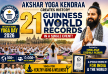 Akshar Yoga Kendraa Creates History with 21 Guinness World Records on International Yoga Day 2026 Akshar Yoga Kendraa 21 Guinness World Records