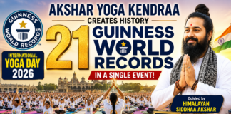 Akshar Yoga Kendraa Creates History with 21 Guinness World Records on International Yoga Day 2026 Akshar Yoga Kendraa 21 Guinness World Records